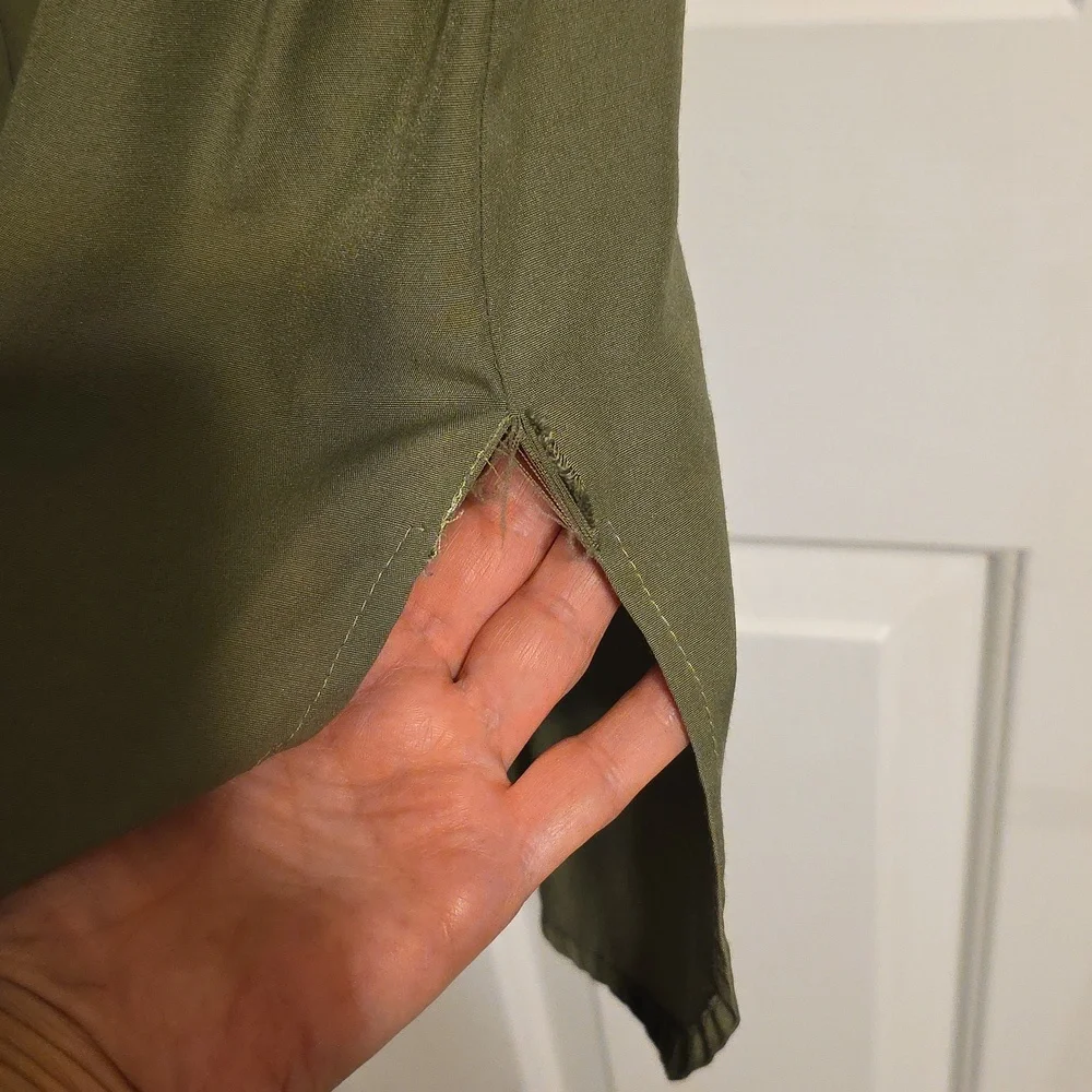 Croft & Barrow Olive Button-Up Blouse - Picture 5 of 7